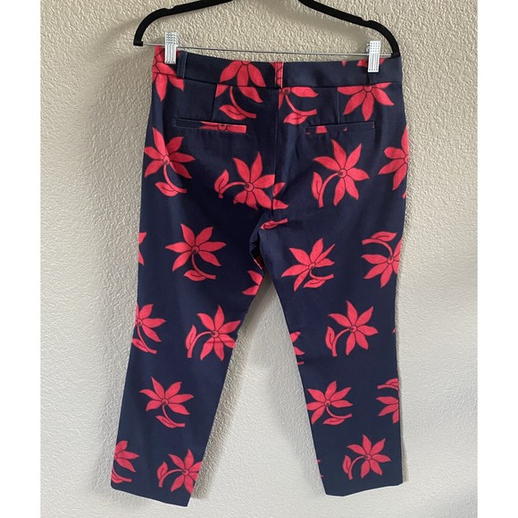 Banana Republic Sloan Ankle Pants Trouser Floral Blue Red Womens Size 8S Short - Picture 3 of 14